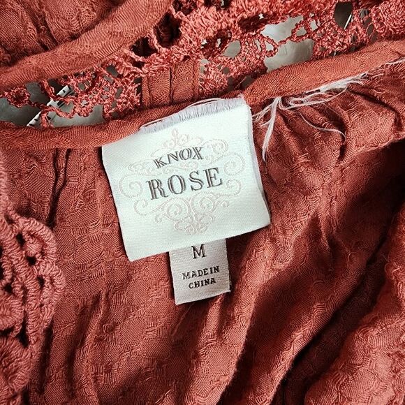 Knox Rose Lace Bell Sleeve Tunic Top Rustic Size Medium - Picture 3 of 9